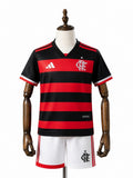 CR Flamengo Home Kids Soccer Jerseys Kit 2024/25 mannequin view 1 white background Passos Sports