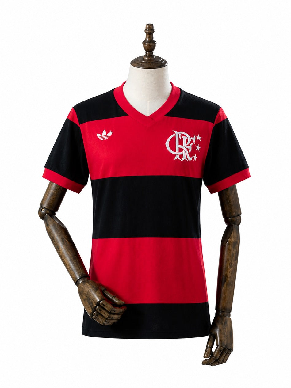 Flamengo 1981 Home Soccer Jersey Retro mannequin view 1 white background Passos Sports