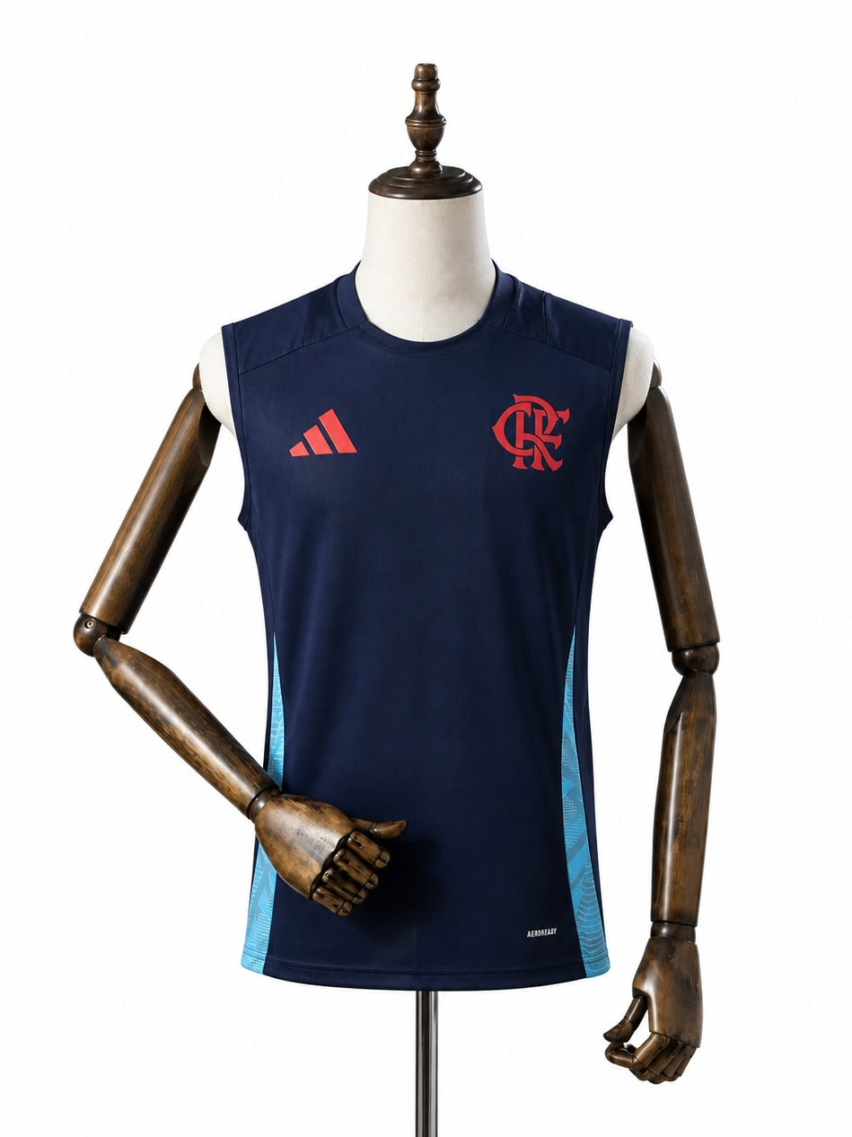 25/26 Flamengo training suit Blue vest Sleeveless football jersey mannequin view 1 white background Passos Sports