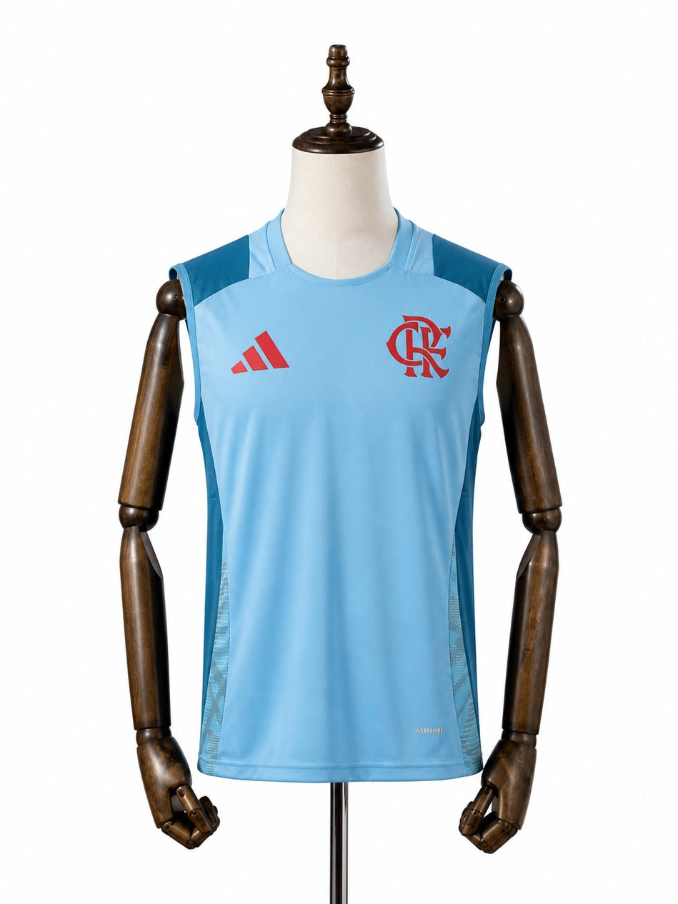 25/26 Flamengo Blue Vest Sleeveless Training Football Jersey mannequin view 1 white background Passos Sports