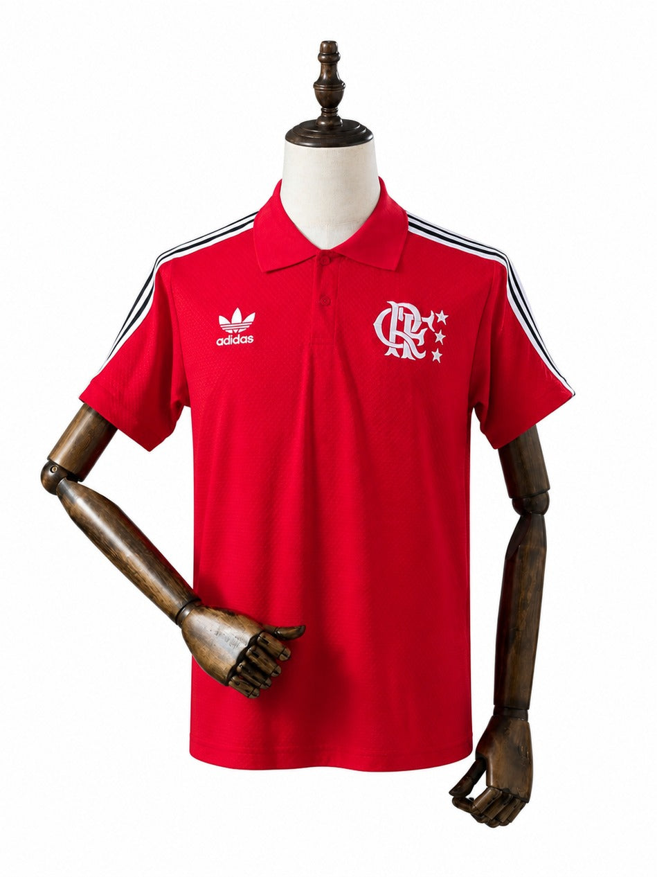Flamengo 2025/26 POLO Shirt Red mannequin view 1 white background Passos Sports