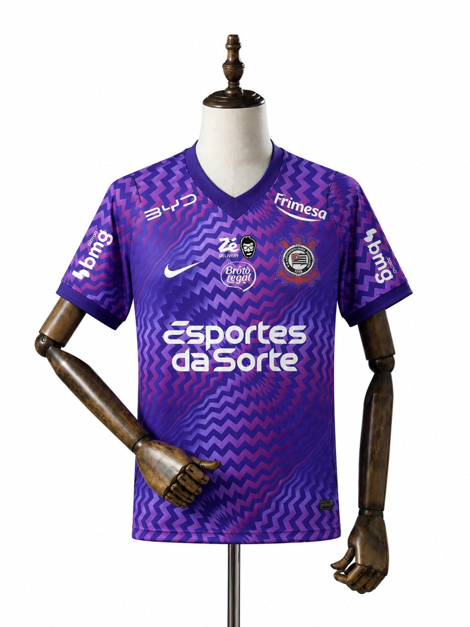 2026/27 Corinthians Purple Goalkeeper Jersey All Sponsor standard mannequin white background Passos Sports image 1