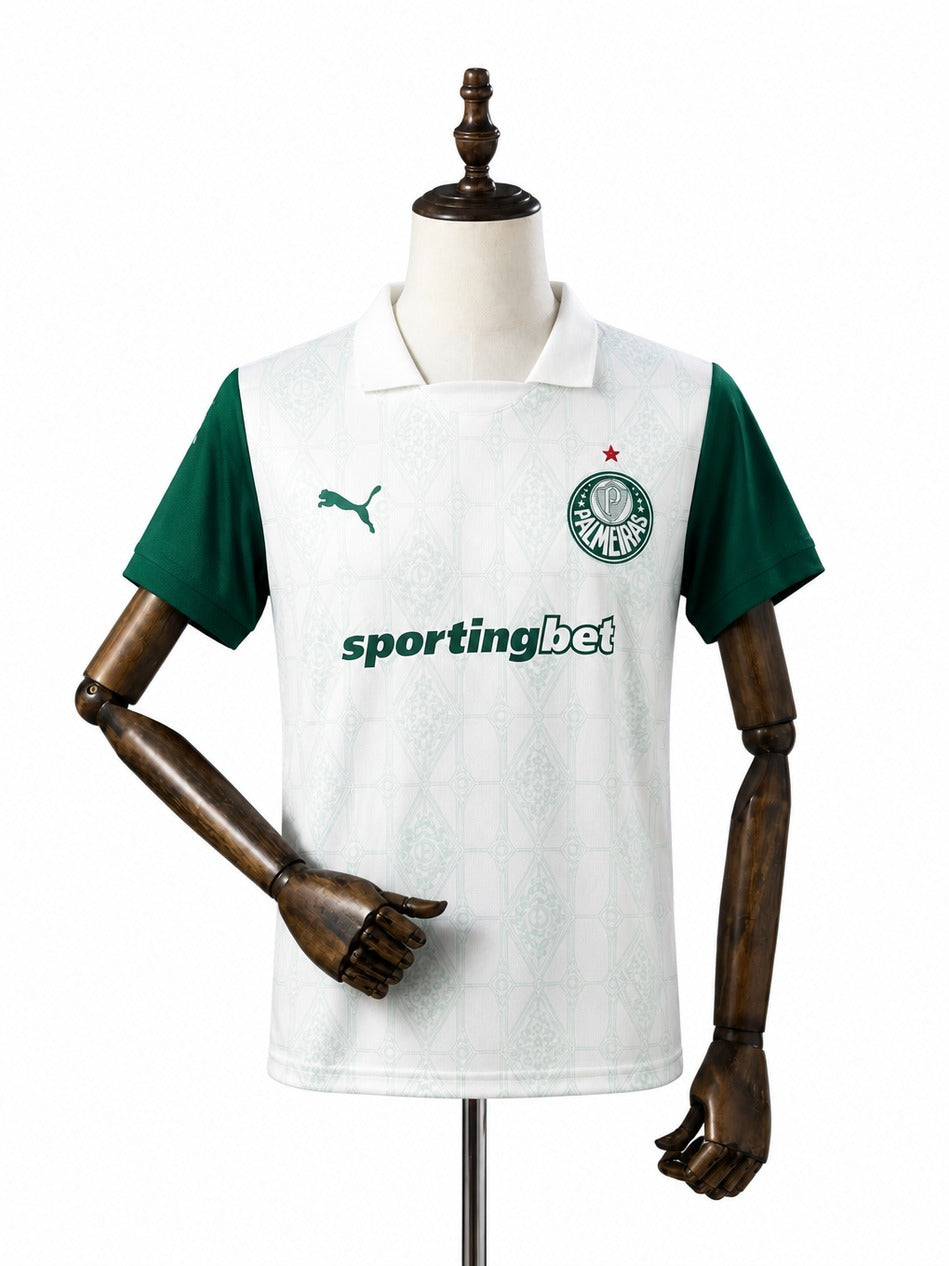 25/26 Women Palmeiras Away white soccer jersey mannequin view 1 white background Passos Sports