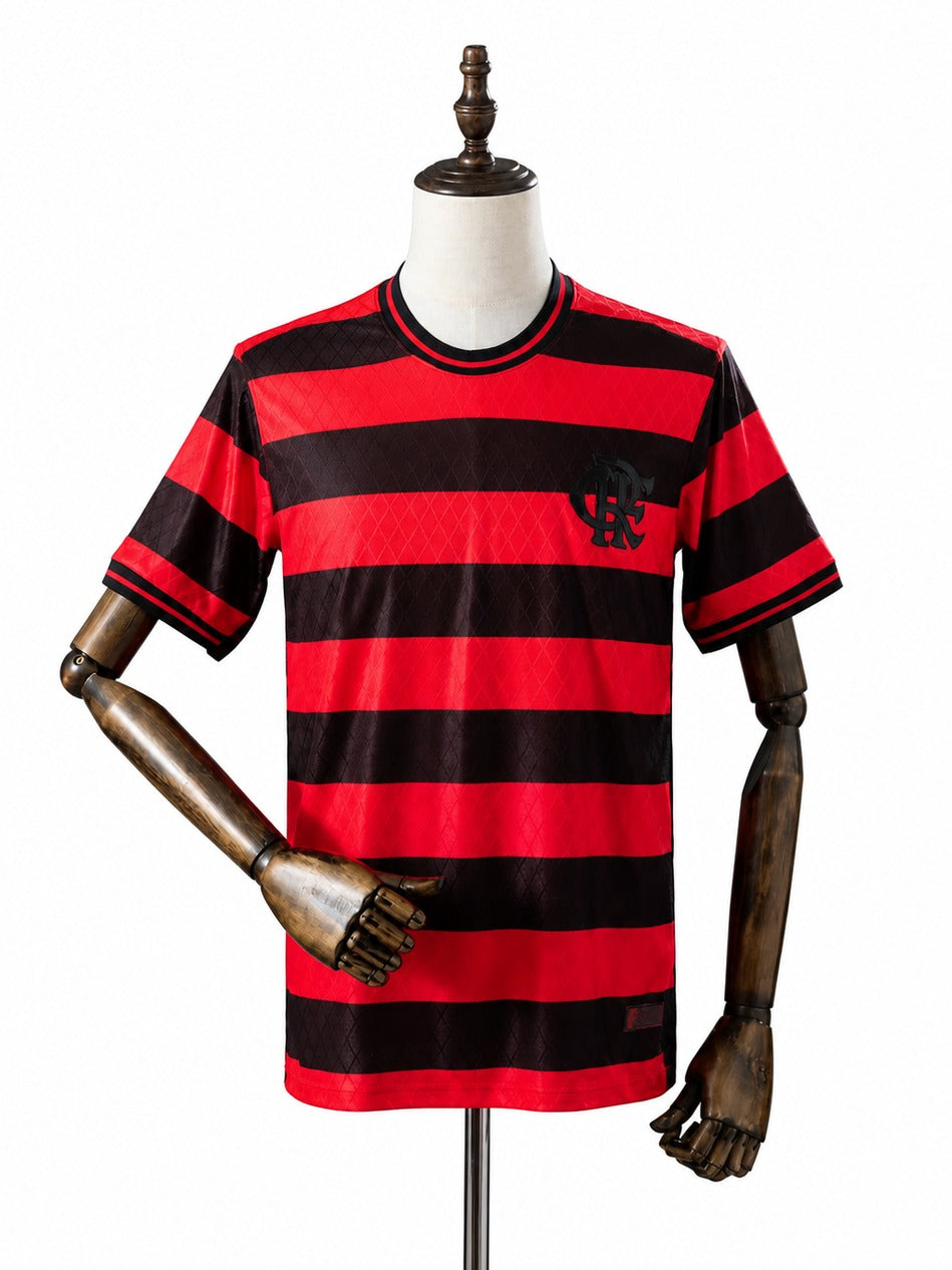 Flamengo 2026/27 Special Edition Red/Black Striped Jersey mannequin view 1 white background Passos Sports