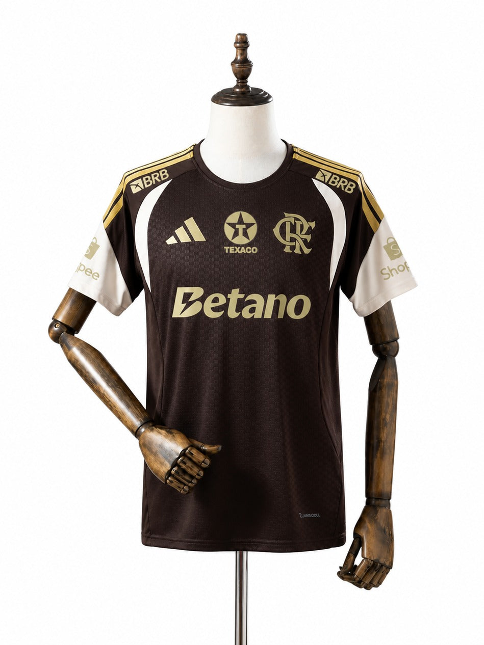 Flamengo 2026/27 All sponsors Training Soccer Jersey Brown mannequin view 1 white background Passos Sports