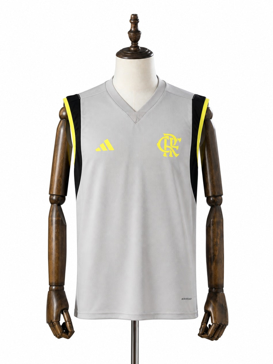 24/25 Flamengo Training Wear Gray Vest Sleeveless Football Jersey mannequin view 1 white background Passos Sports