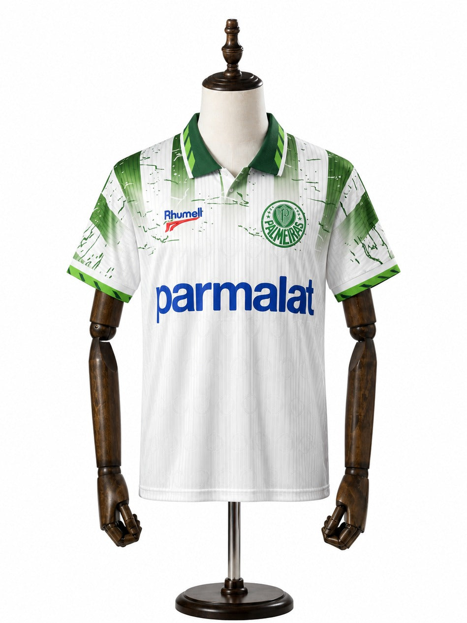 1996 Palmeiras Away Retro white soccer Jersey mannequin view 1 white background Passos Sports