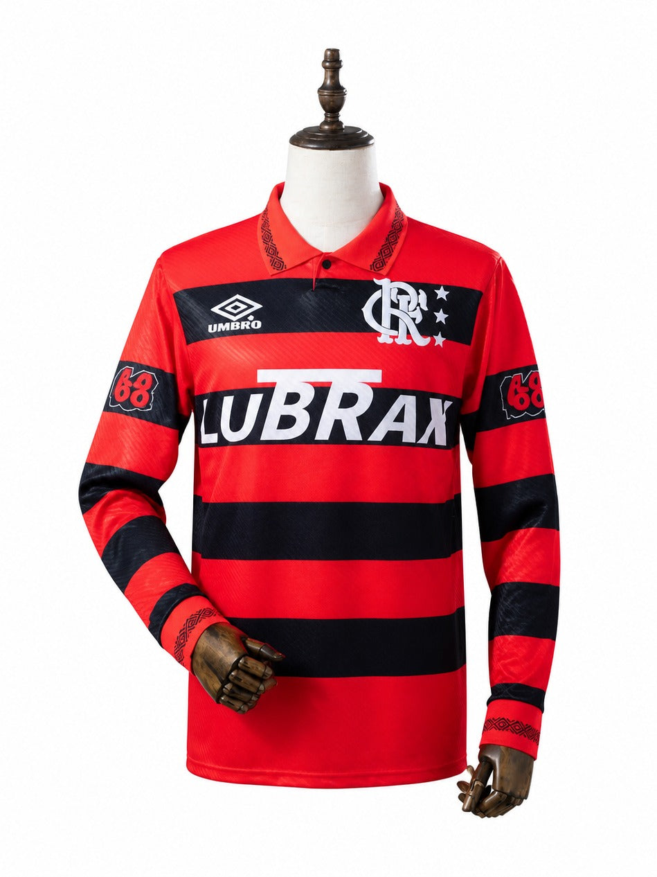 94/95 Flamengo Home Retro Long Sleeve Jersey mannequin view 1 white background Passos Sports