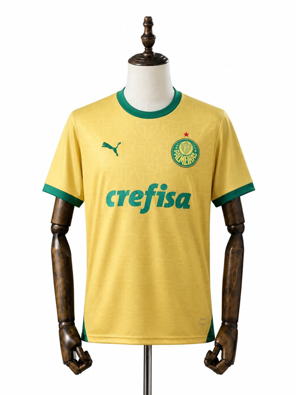 24/25 Palmeiras Thirds Away yellow soccer jersey mannequin view 1 white background Passos Sports