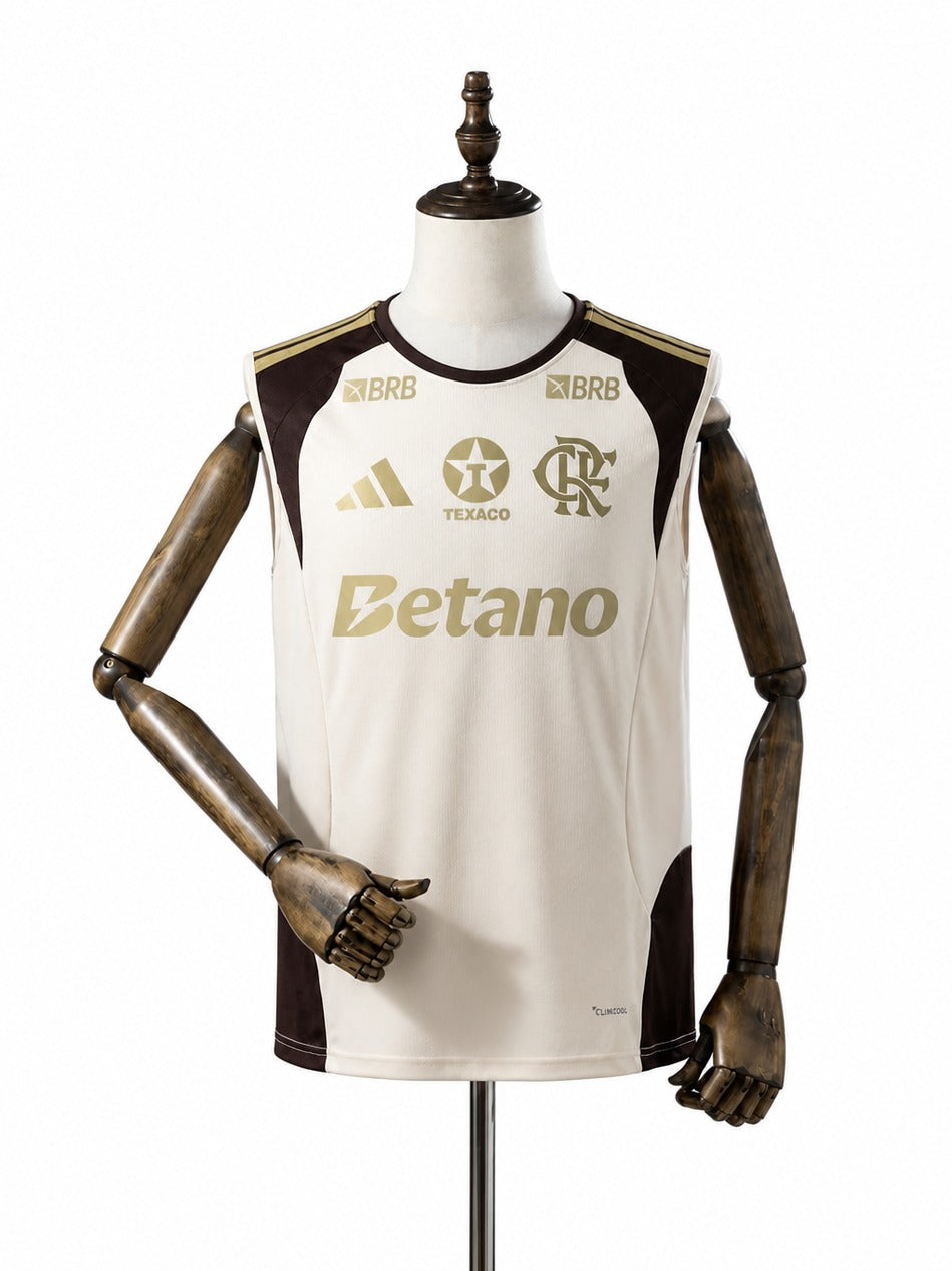 Flamengo 2026/27 All sponsors Training Sleeveless Jersey Apricot mannequin view 1 white background Passos Sports