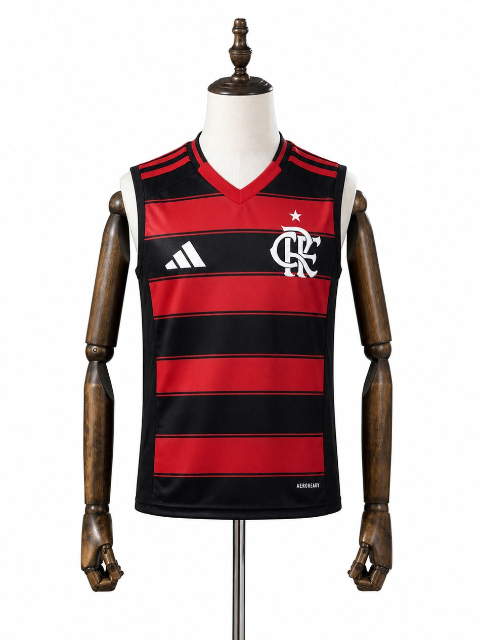 25/26 Flamengo home kids vest jersey mannequin view 1 white background Passos Sports