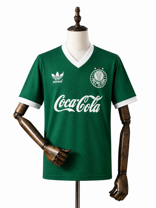1987 Palmeiras Retro home green soccer jersey mannequin view 1 white background Passos Sports