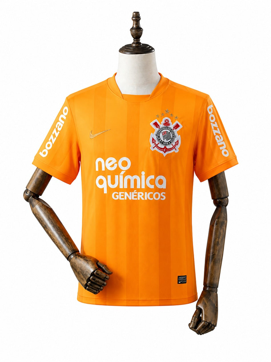 10/11 Corinthians Orange Retro Soccer Jersey standard mannequin white background Passos Sports image 1