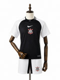 25/26 Corinthians home black kids kit standard mannequin white background Passos Sports image 1