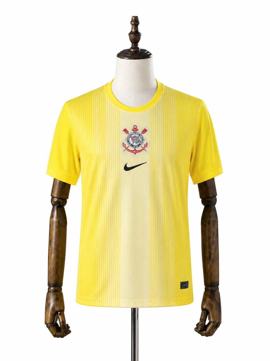 25/26 Corinthians Yellow Goalkeeper Jersey standard mannequin white background Passos Sports image 1