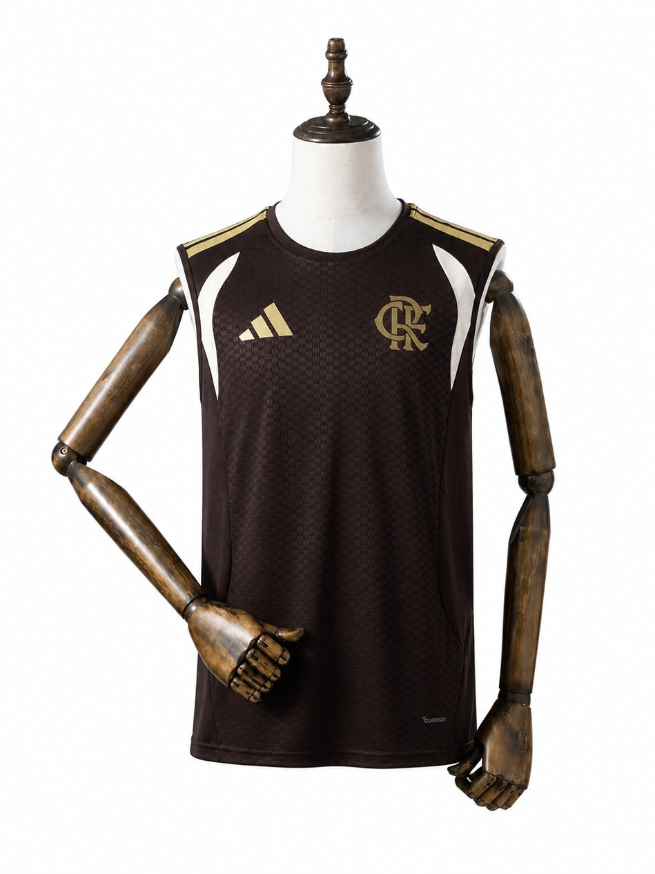 Flamengo 2026/27 Training Sleeveless Jersey Brown mannequin view 1 white background Passos Sports