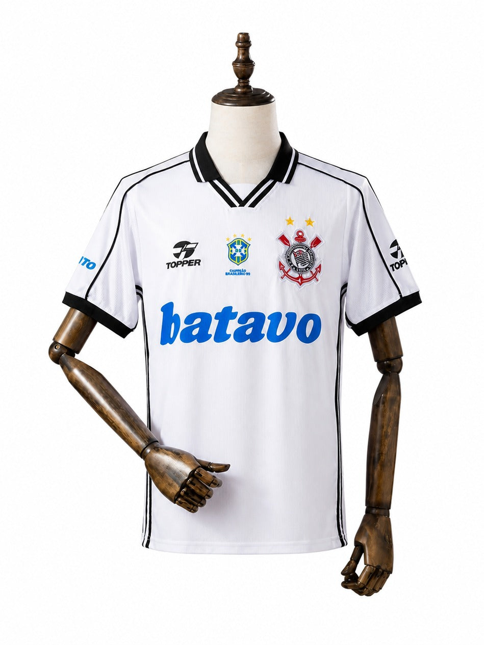 99/00 Corinthians Home Retro Soccer Jersey standard mannequin white background Passos Sports image 1
