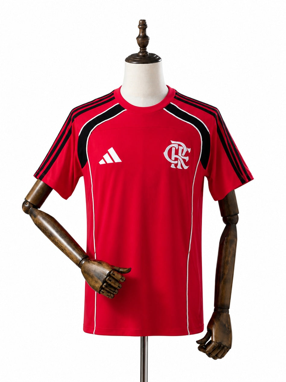 25/26 Flamengo Casual Red Soccer Jersey mannequin view 1 white background Passos Sports