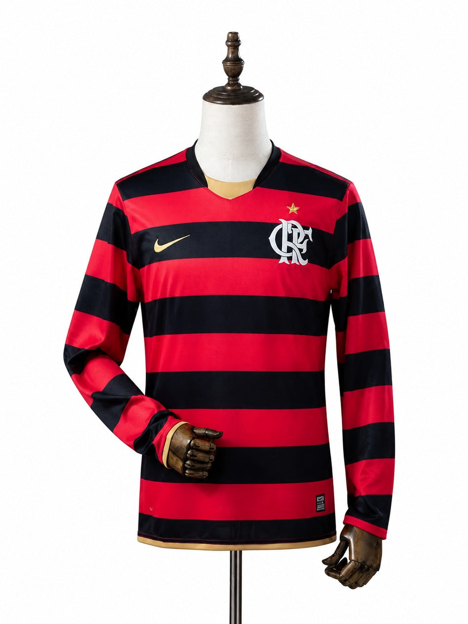 08/09 Flamengo Home Retro Long Sleeve Jersey mannequin view 1 white background Passos Sports