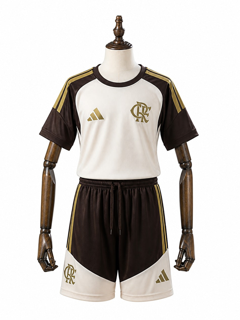 Flamengo 2026/27 Training Kids Kit Brown mannequin view 1 white background Passos Sports