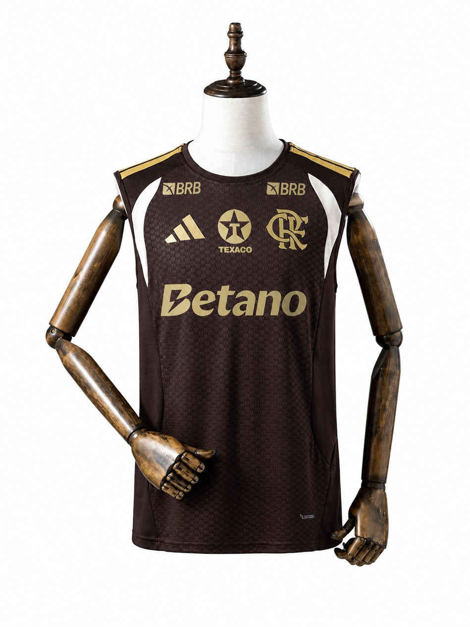 Flamengo 2026/27 Training Sleeveless Jersey Brown mannequin view 1 white background Passos Sports