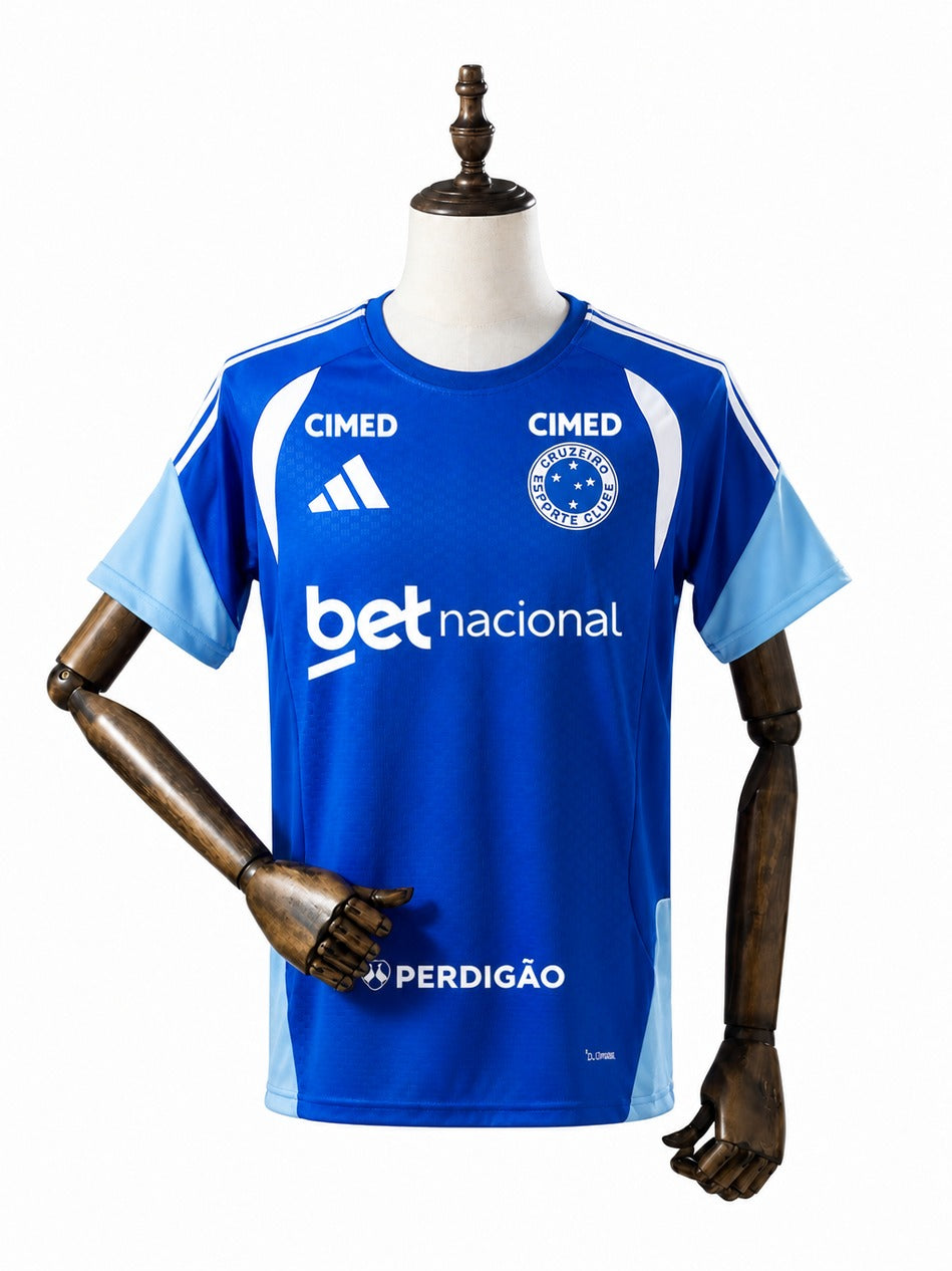 Cruzeiro 2026/27 All sponsors Training Soccer Jersey Blue mannequin view 1 white background Passos Sports