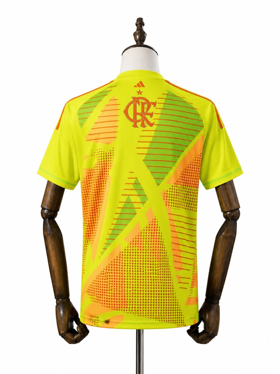 25/26 Flamengo Yellow goalkeeper jersey mannequin view 2 white background Passos Sports