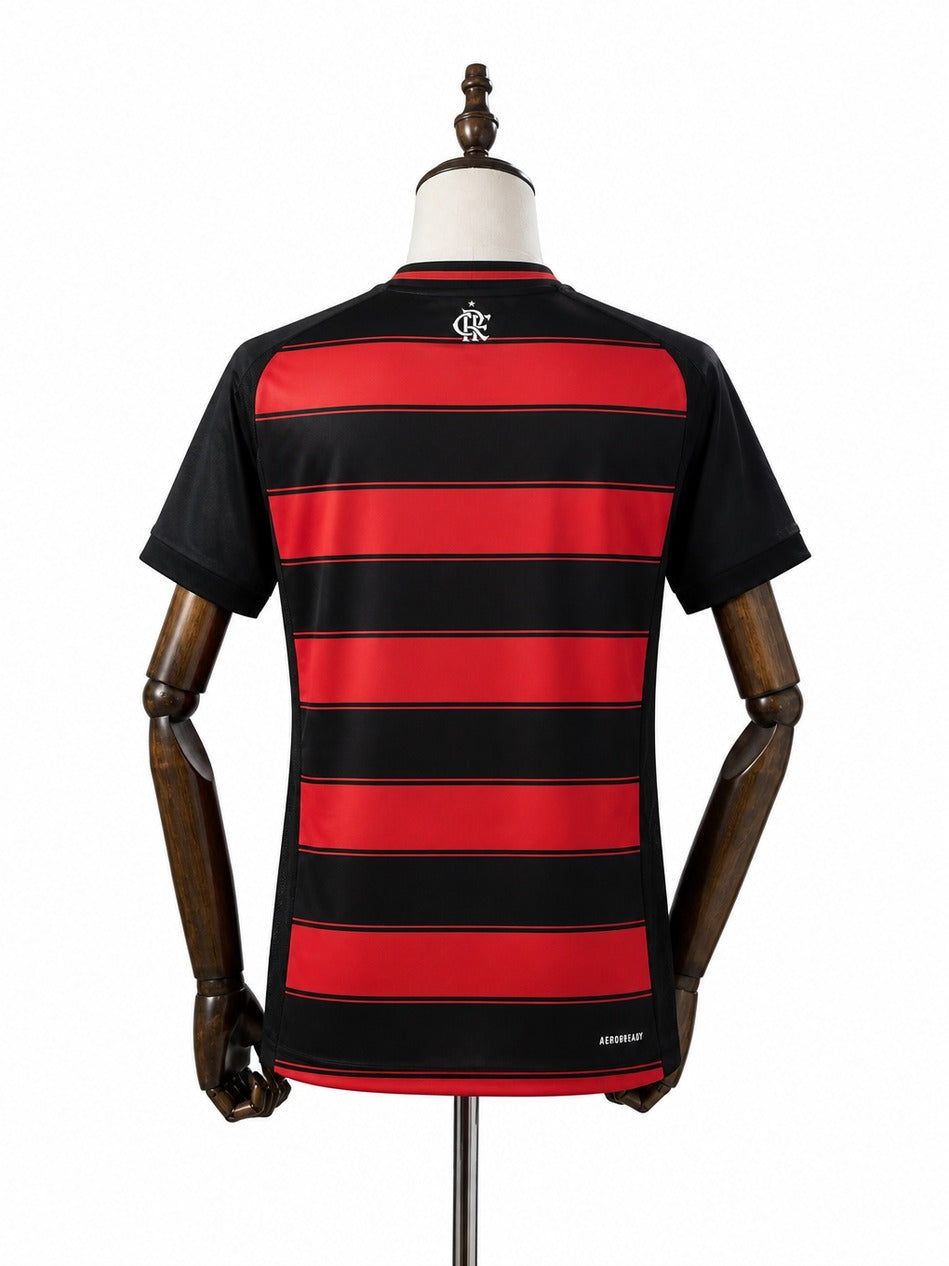 25/26 women Flamengo home red soccer jersey mannequin view 2 white background Passos Sports