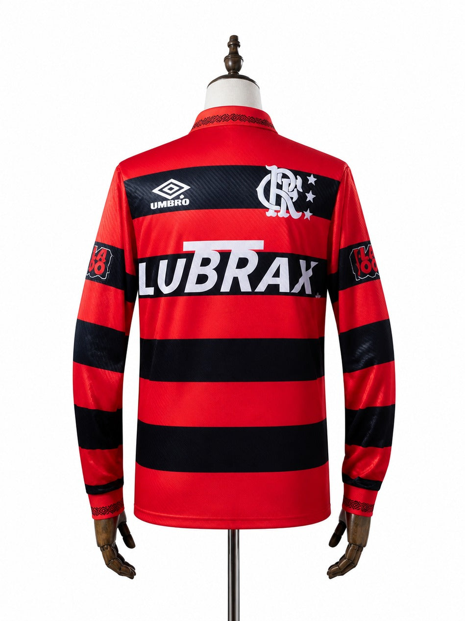 94/95 Flamengo Home Retro Long Sleeve Jersey mannequin view 2 white background Passos Sports