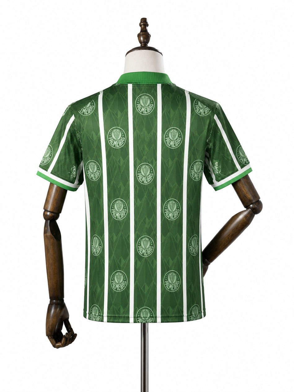 1996 Palmeiras Home Retro green soccer Jersey mannequin view 2 white background Passos Sports