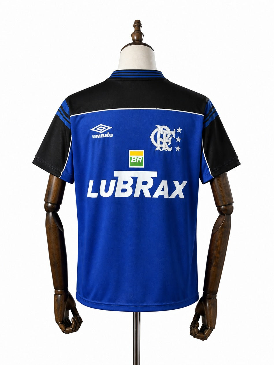 99/00 Flamengo Blue Goalkeeper Uniform Retro Soccer Jersey mannequin view 2 white background Passos Sports
