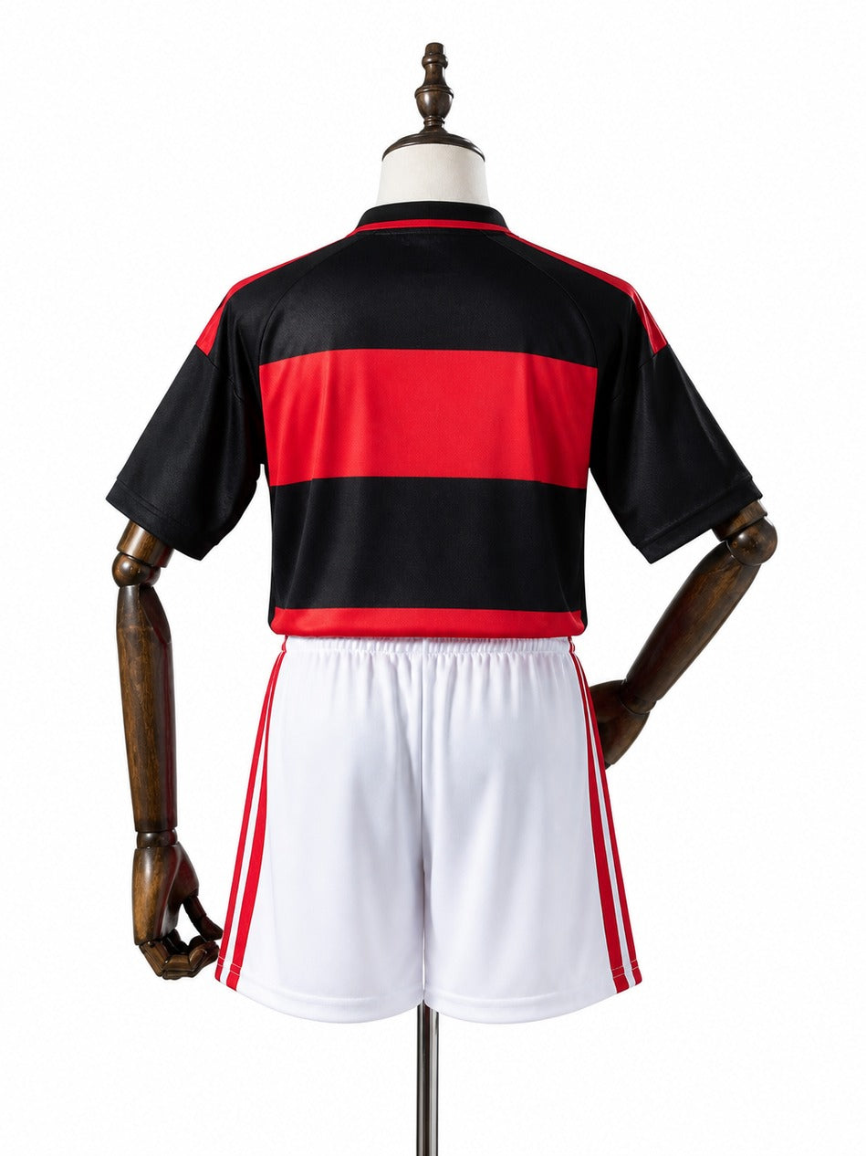Flamengo 2026/27 Home Soccer Jersey Kids Kit mannequin view 2 white background Passos Sports