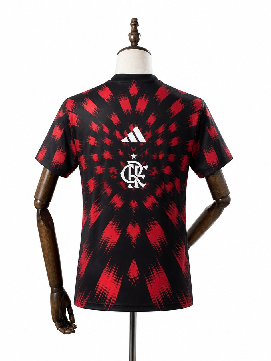 25/26 Flamengo Women Pre-Match Soccer Jersey mannequin view 2 white background Passos Sports