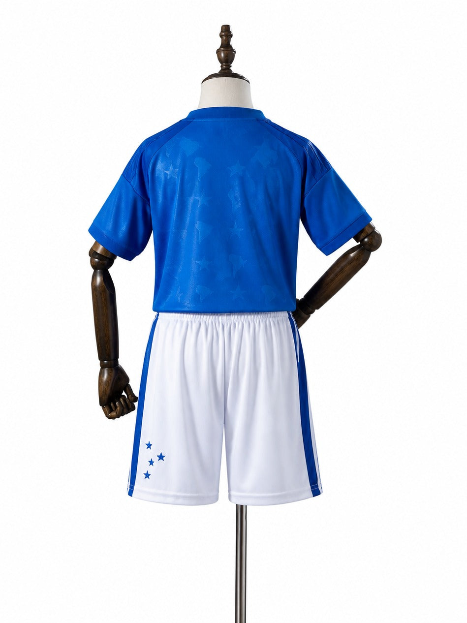 Cruzeiro 2026 Home Kids Kit Jersey mannequin view 2 white background Passos Sports