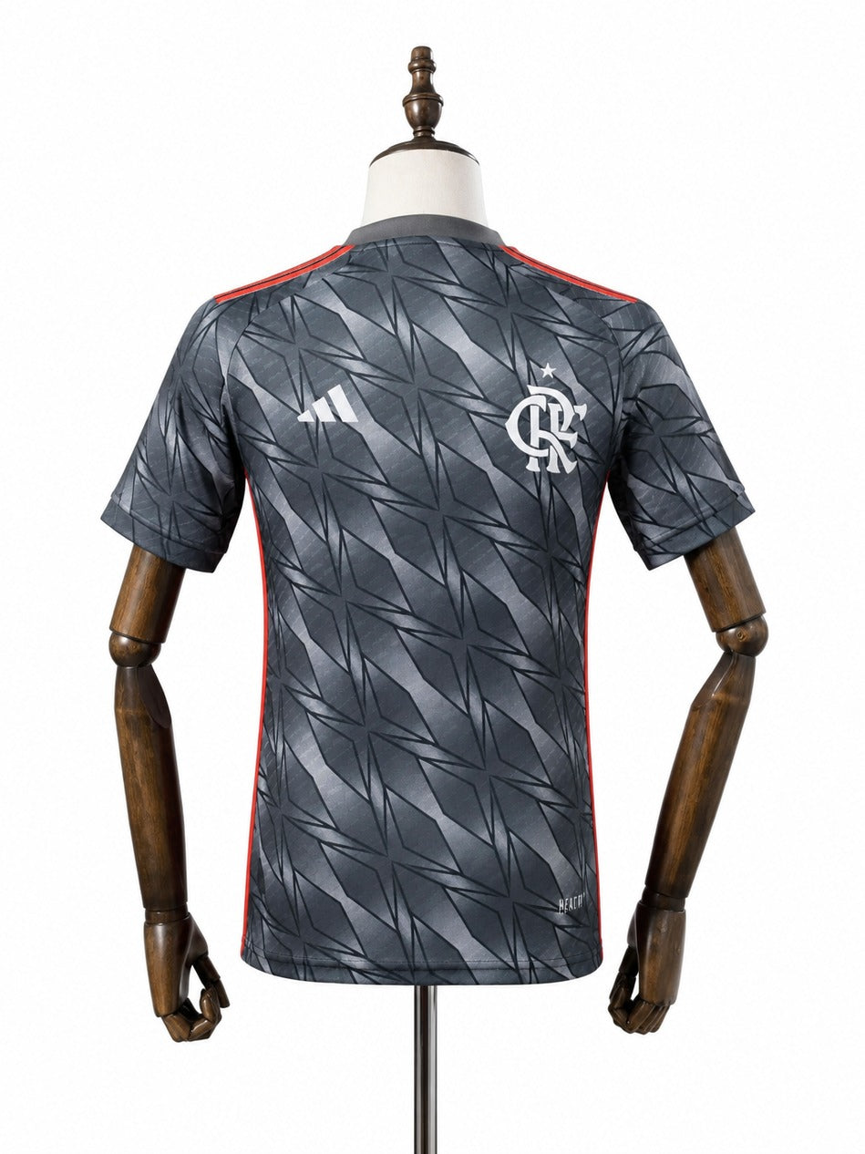 24/25 Flamengo Third Away black Player jersey mannequin view 2 white background Passos Sports