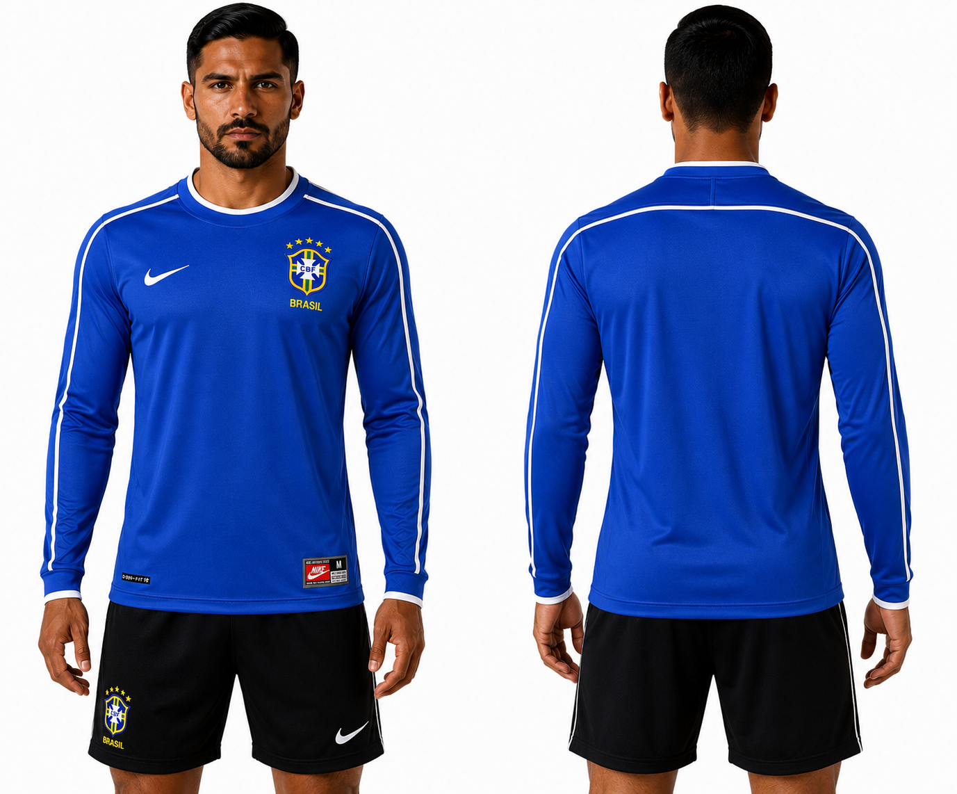 Camisa Seleção Brasileira Retrô Azul Manga Longa 1998