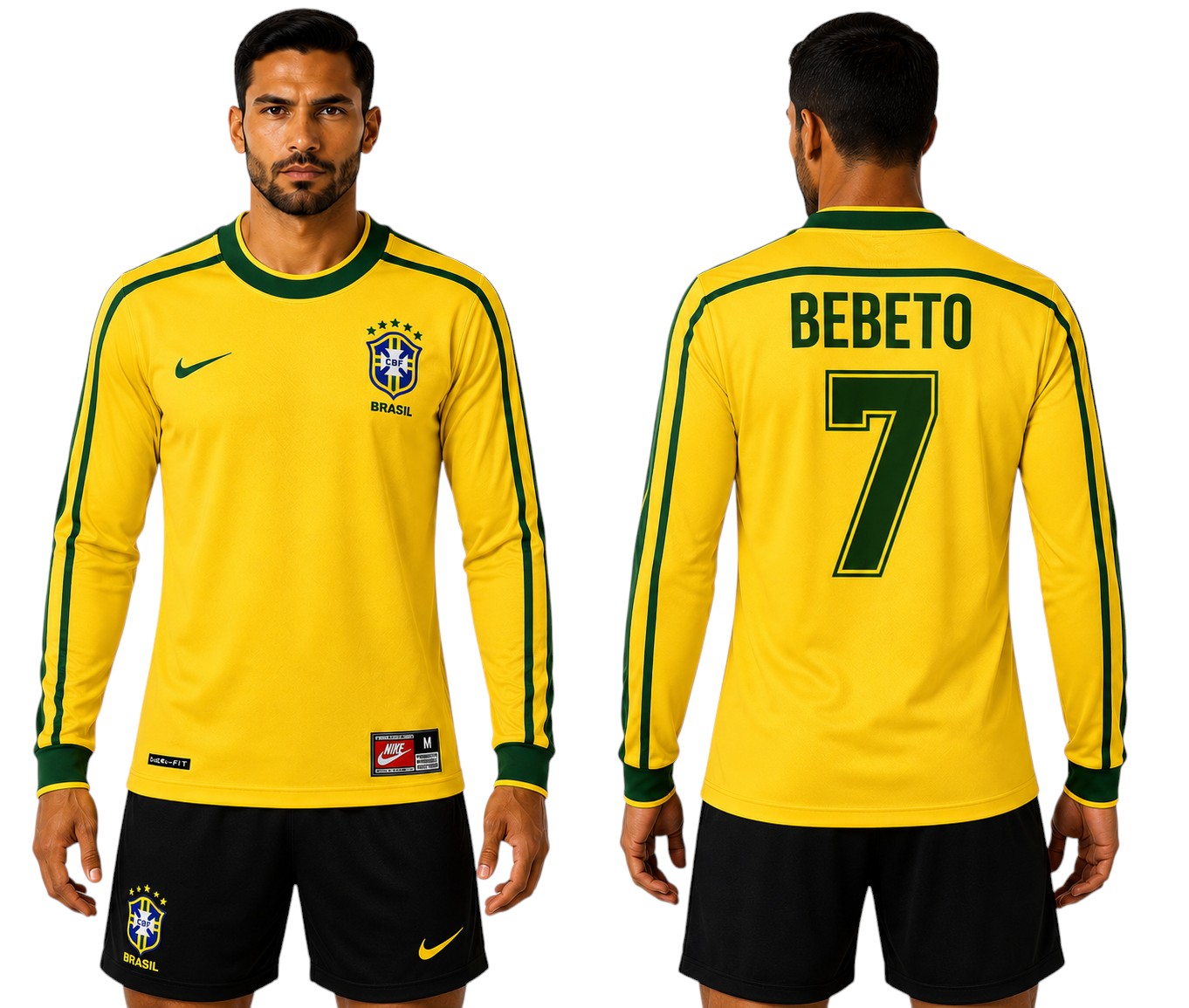 Camisa Seleção Brasileira Retrô Amarela Manga Longa 1998 (Copa do Mundo)