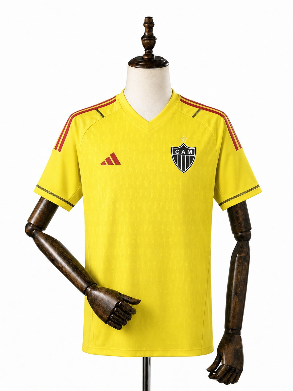Atlético-MG Limited Edition Goalkeeper Yellow Jersey front wood mannequin white background