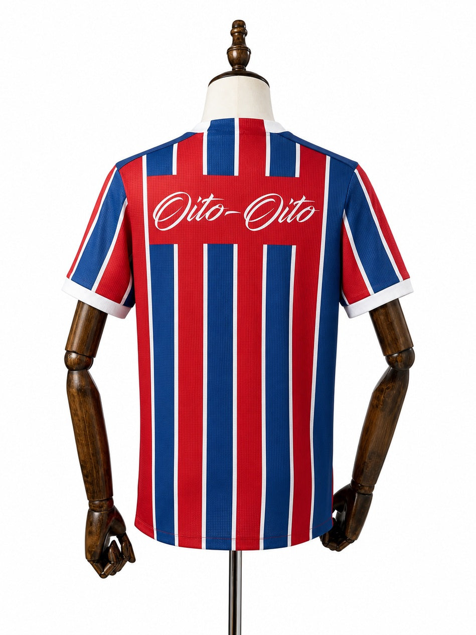 Bahia Commemorative Edition Red Retro Jersey back wood mannequin white background