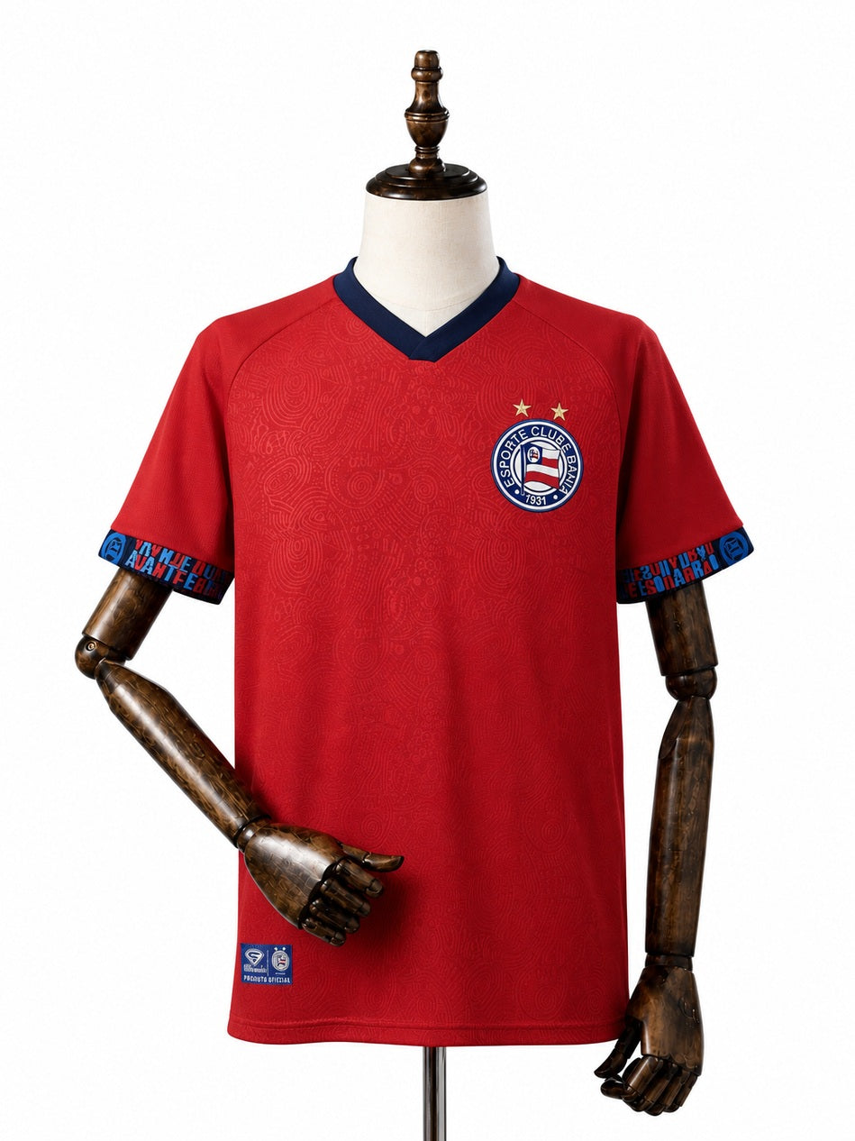 Bahia Goalkeeper Red Jersey front wood mannequin white background