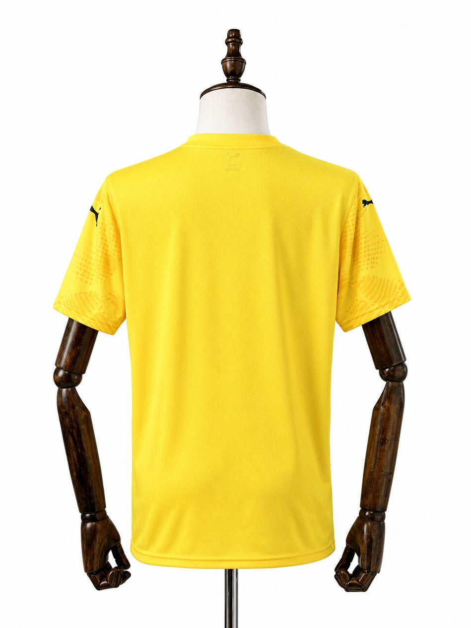 Bahia Goalkeeper Yellow Jersey back wood mannequin white background