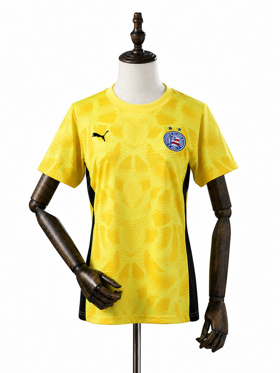 Bahia Goalkeeper Yellow Women Jersey front wood mannequin white background