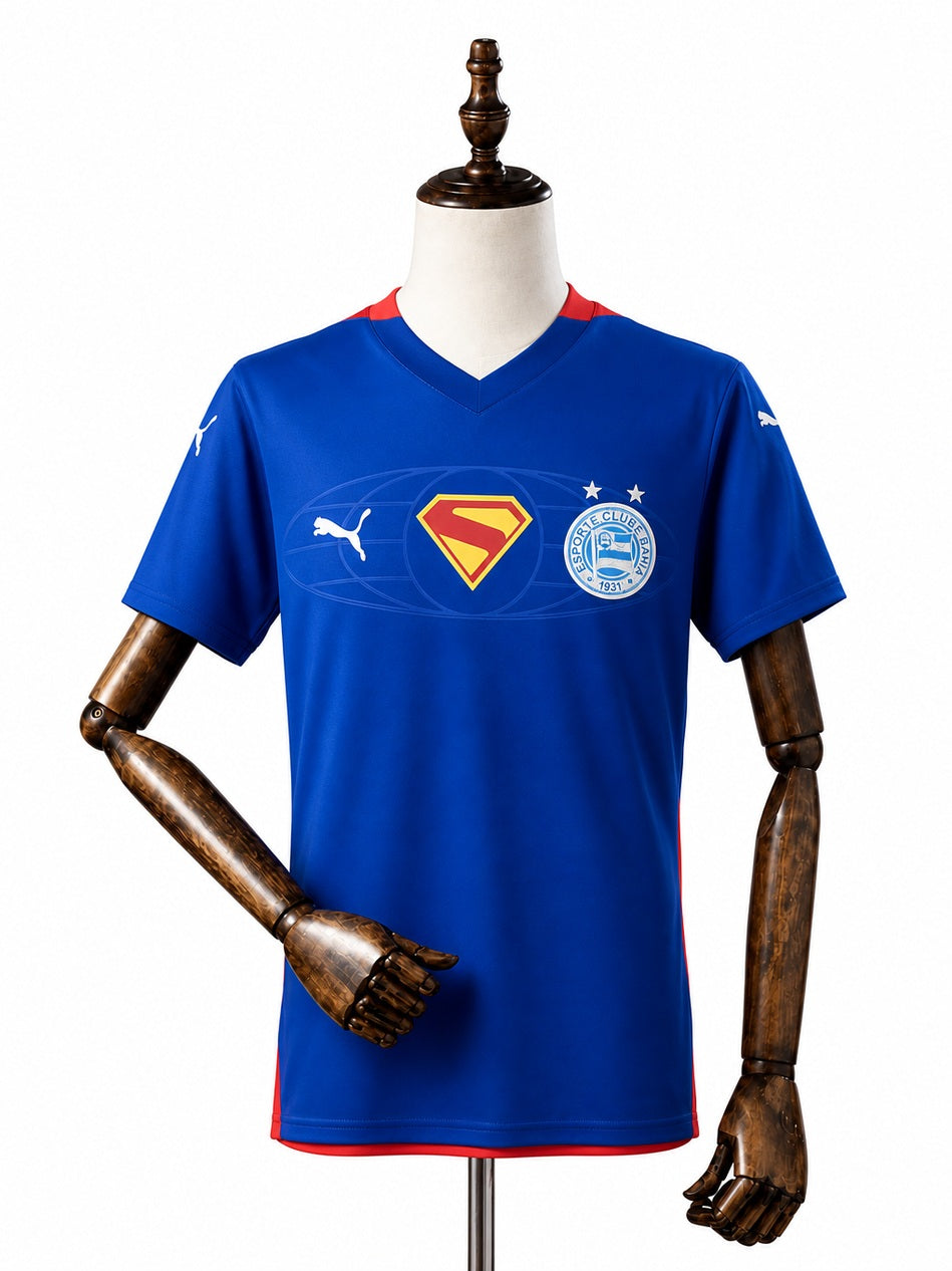 Bahia Superman Edition Blue Jersey front wood mannequin white background