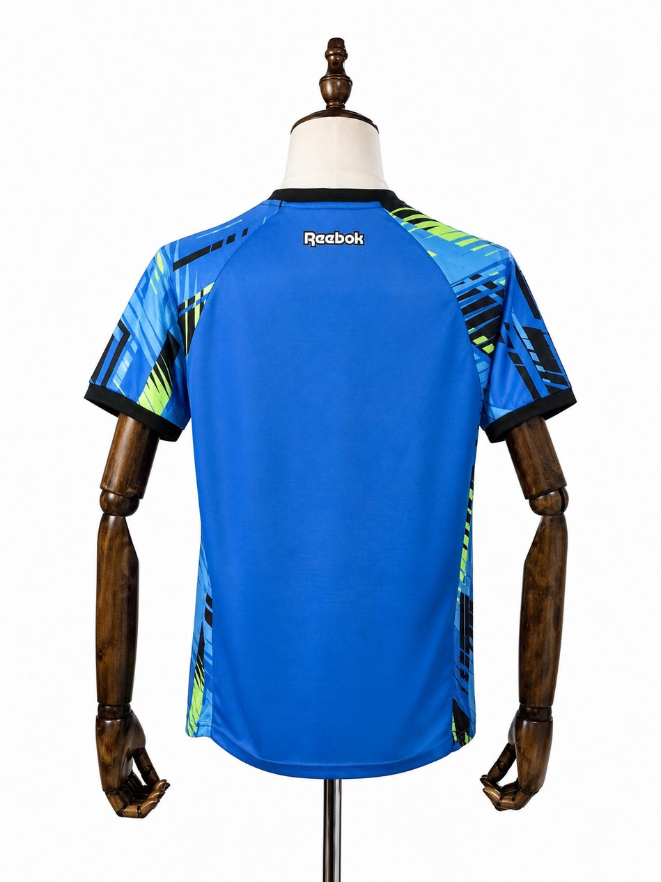 Botafogo Blue goalkeeper Jersey back wood mannequin white background