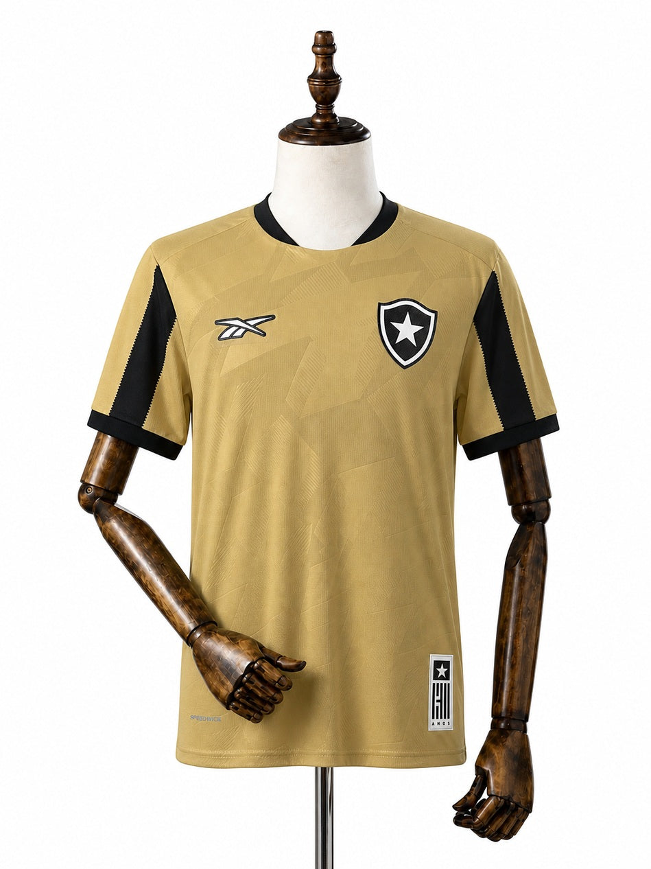 Botafogo goalkeeper gold Jersey front wood mannequin white background