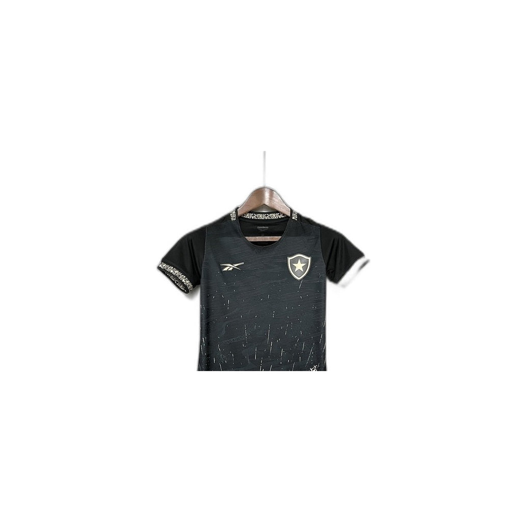 Camisa 2024-25 Botafogo Away Infantil detalhe escudo manequim fundo branco