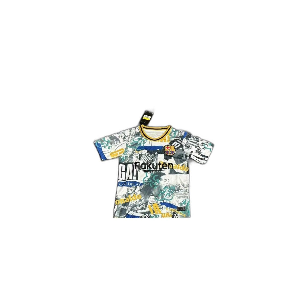 Camisa 2025-26 Barcelona Infantil detalhe escudo manequim fundo branco