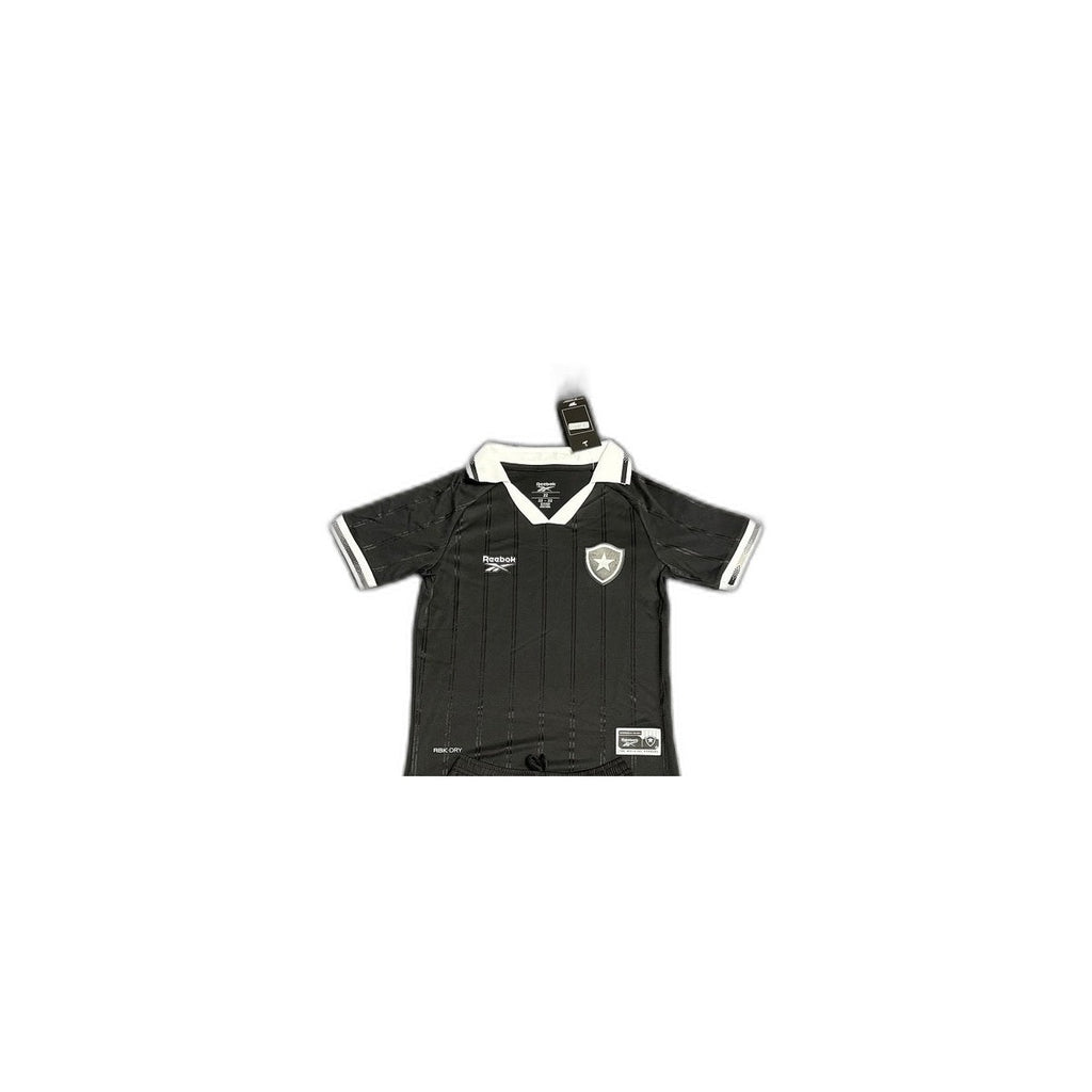 Camisa 2025-26 Botafogo Away Infantil detalhe escudo manequim fundo branco