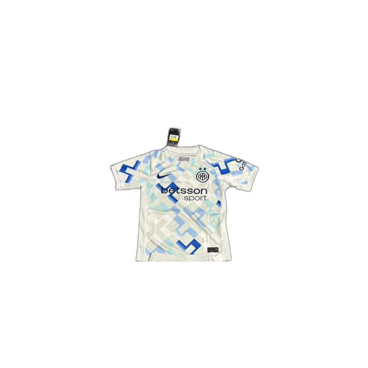 Camisa 2025-26 Inter Milan Away Infantil detalhe escudo manequim fundo branco