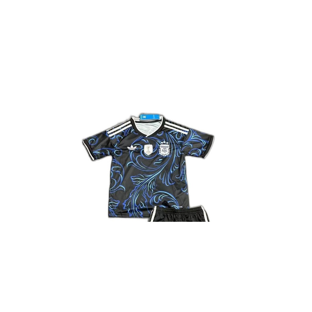 Camisa 2026-27 Argentina Away Infantil detalhe escudo manequim fundo branco